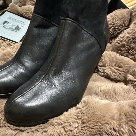 Black suede leather heeled booties by Clarks - Picture 2 of 10